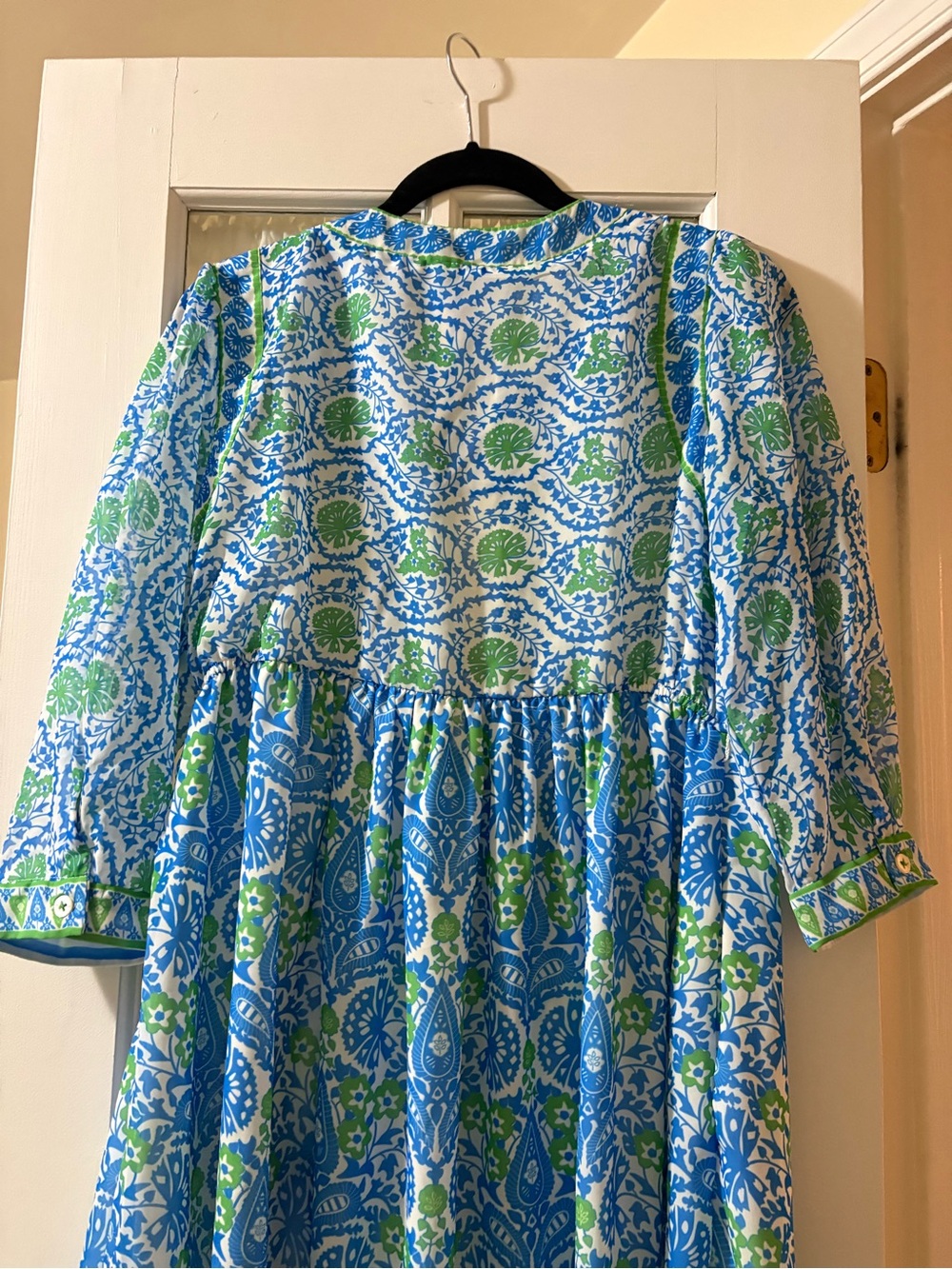 Gretchen Scott Designs Blue & Green Printed Mini Dress - Picture 8 of 8